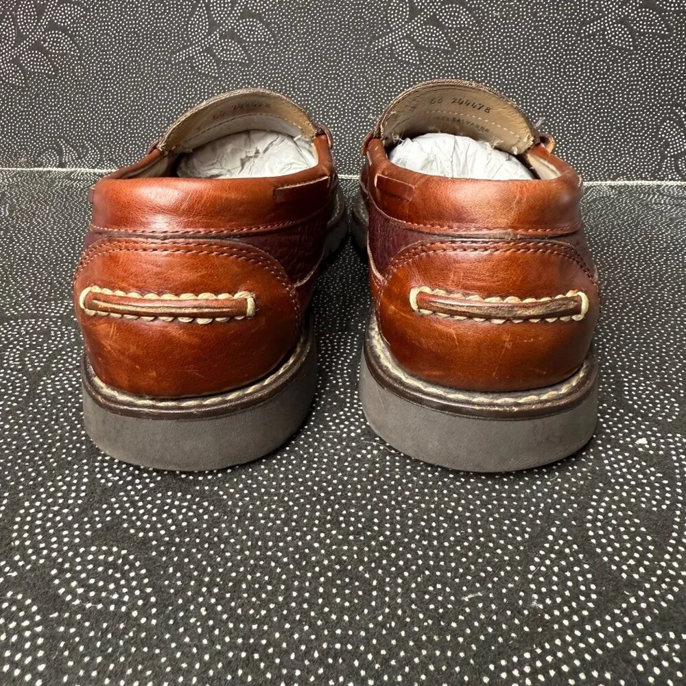 L.L. Bean Mens Leather Loafers Burgundy & Brown Size 9